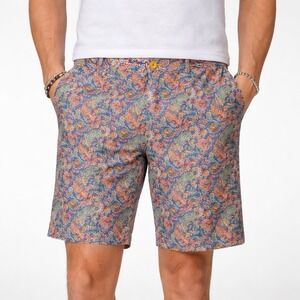 Robert Graham Mens 32x9 Classic Yates Paisley Linen Cotton Statement Shorts
